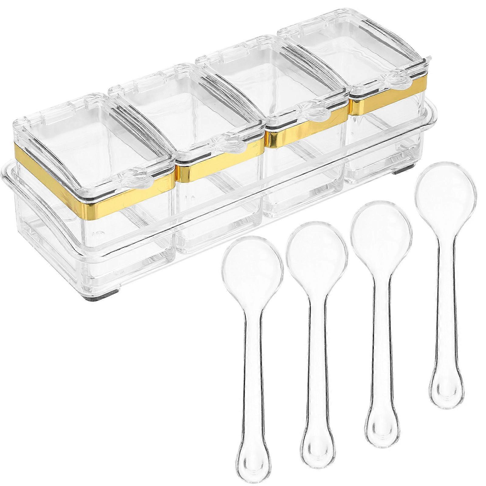 Condiment Container 1 Set Seasoning Box Camping Equipment 34x8.5 CM Golden Ingredient Preservation 1 Tray