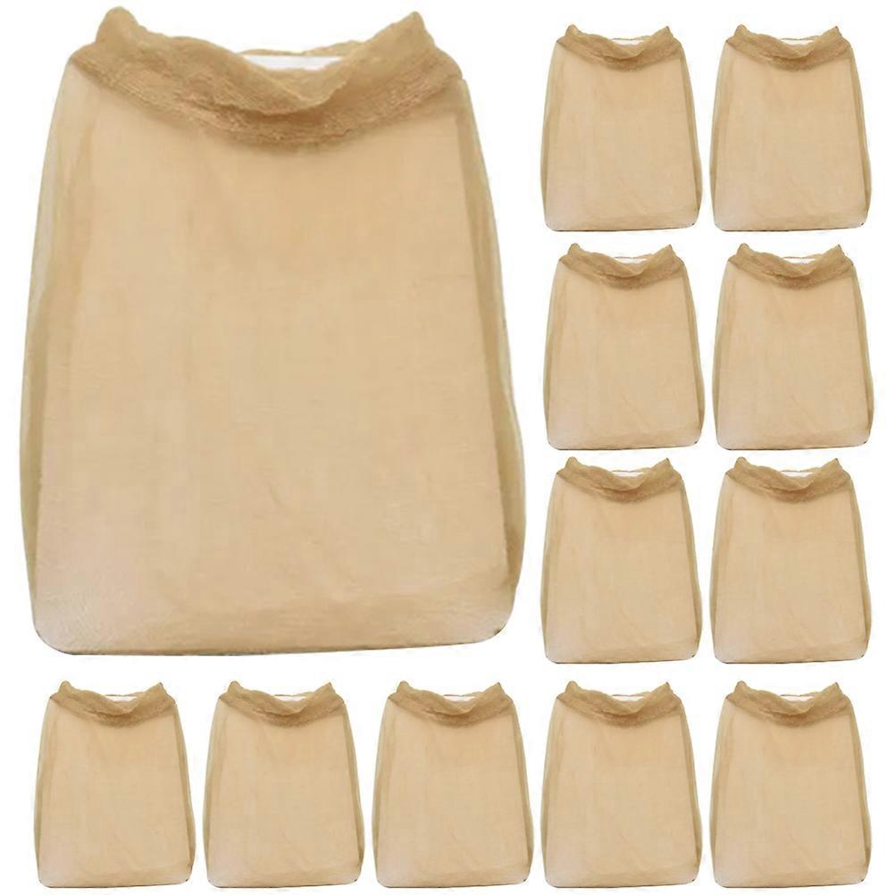 Lace Wig Hats Breathable Sweat-absorbing Elastic Adjustable For Wig Users Beige 16.00X9.00X0.10cm Nylon 12Pack