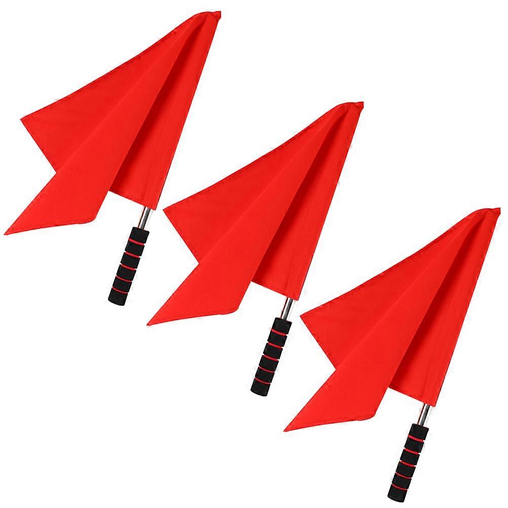 Red Signal Flags for Outdoor Use Sturdy Stainless Steel Handle Cloth Material Bright Color 3 Pieces