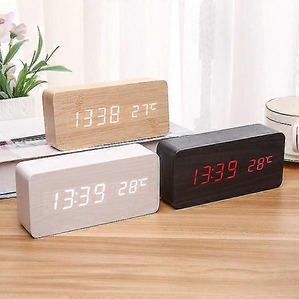 2024 electronic alarm clock, wooden alarm clock, red light