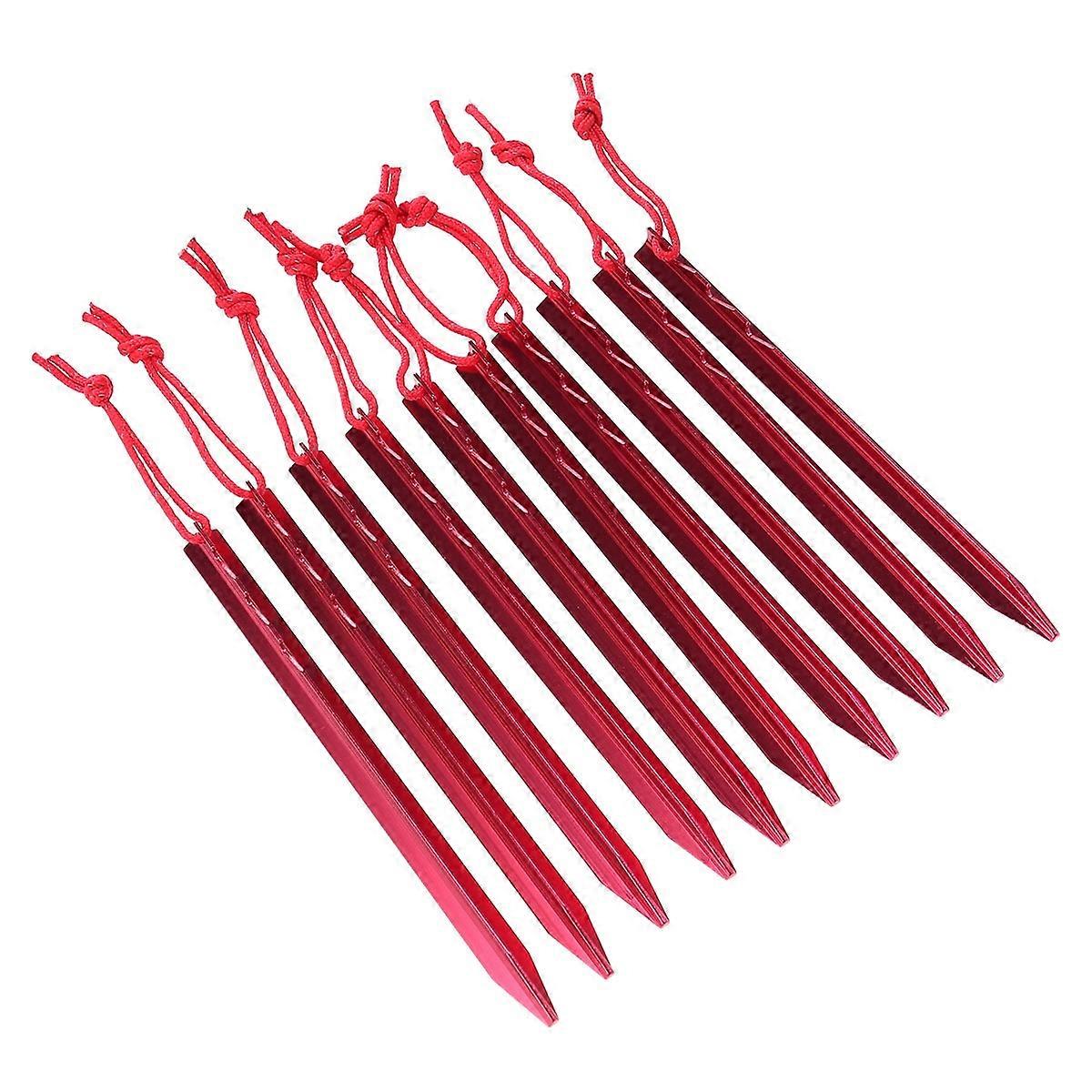 Ultralight Aluminum Tent Pegs for Camping Supplies with Firm Ground Support 10pcs Red