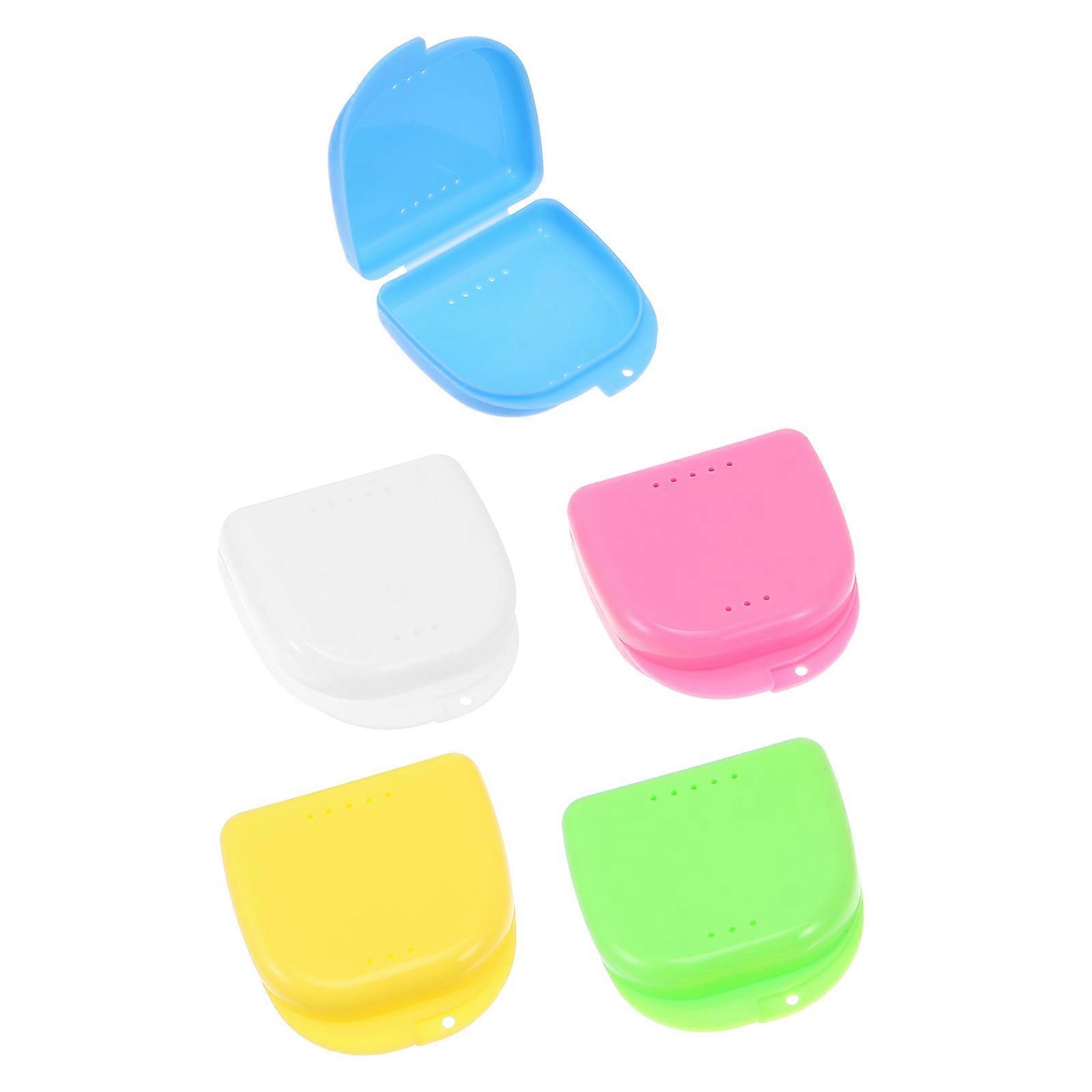 Dental Storage 5Pcs Denture Bath Hole Box For Dentures Outdoor Use Certified Plastic Material Travel Friendly