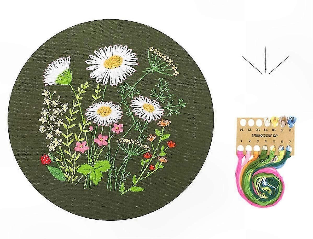 Floral Embroidery Kit for Beginners - Includes Patterns, Threads, Needles & Guide