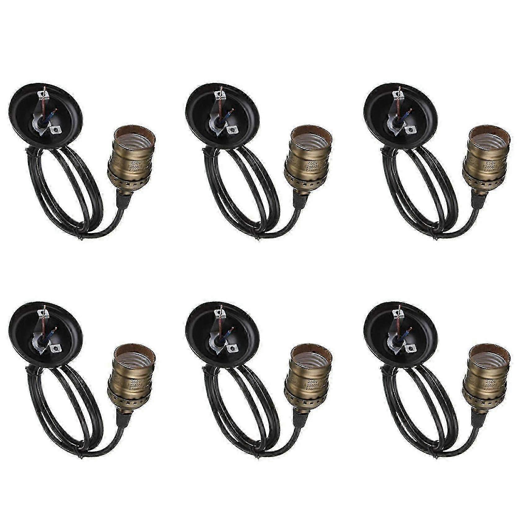 6x Vintage Lamp Light Base Socket Holder E27 Screw Bulbs -suitable For Bare Bulb Features With Wire