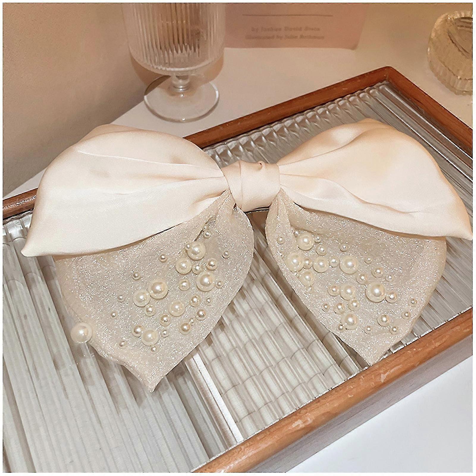 Spring Hair Barrettes Lazy Fashion Ponytail Holder Side Clips With Pearl Bows