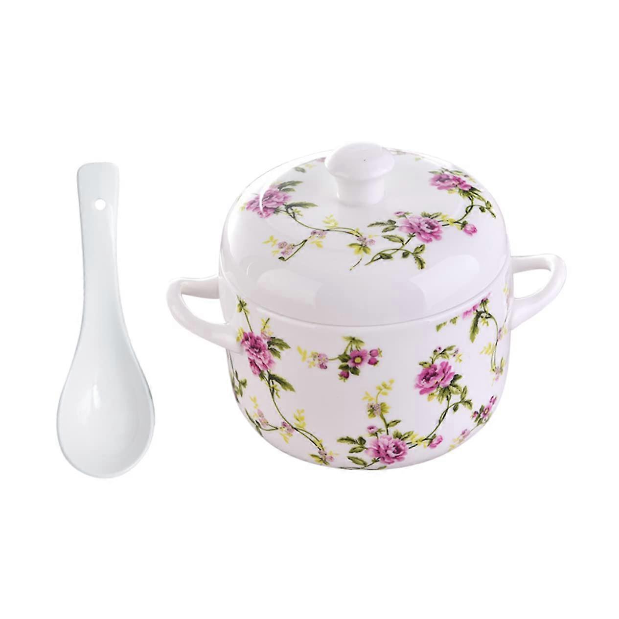 1piece Ceramic Soup Pot with Lid, Versatile Stoneware Container for Soups and Stews