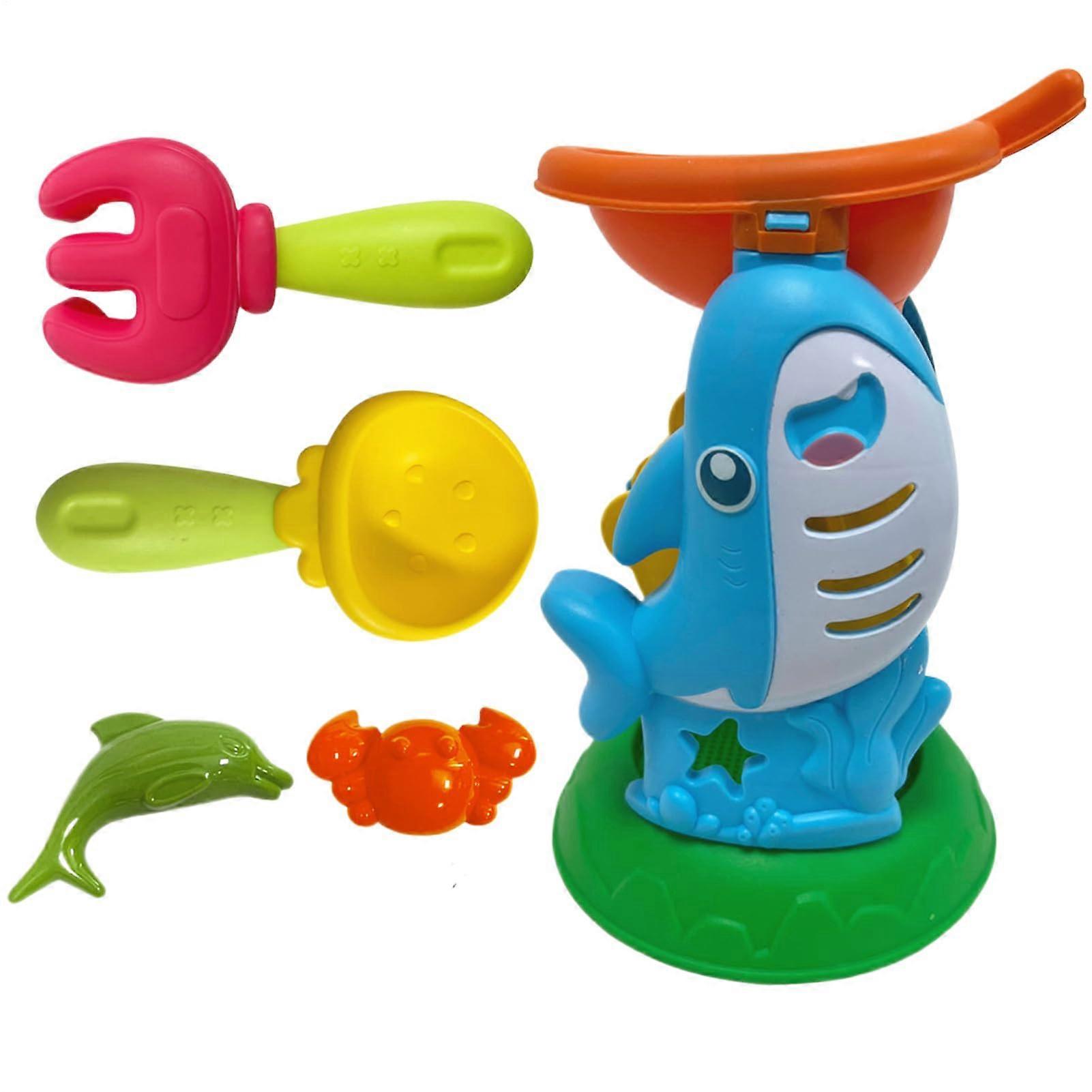 Sand Toy Set Travel Sandbox Toys, Fun Animal Molds Interactive Beach Play for Families Water Fun on Vacation Dolphin Sand Timer Blue