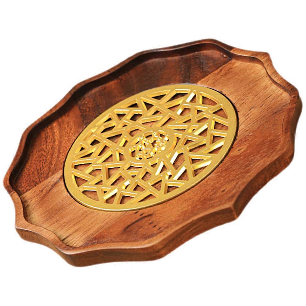 Teapot Tray Square Wooden Teaware Accessory Restaurant Use 16.5x16.5cm Brown Water Filtering 1Set