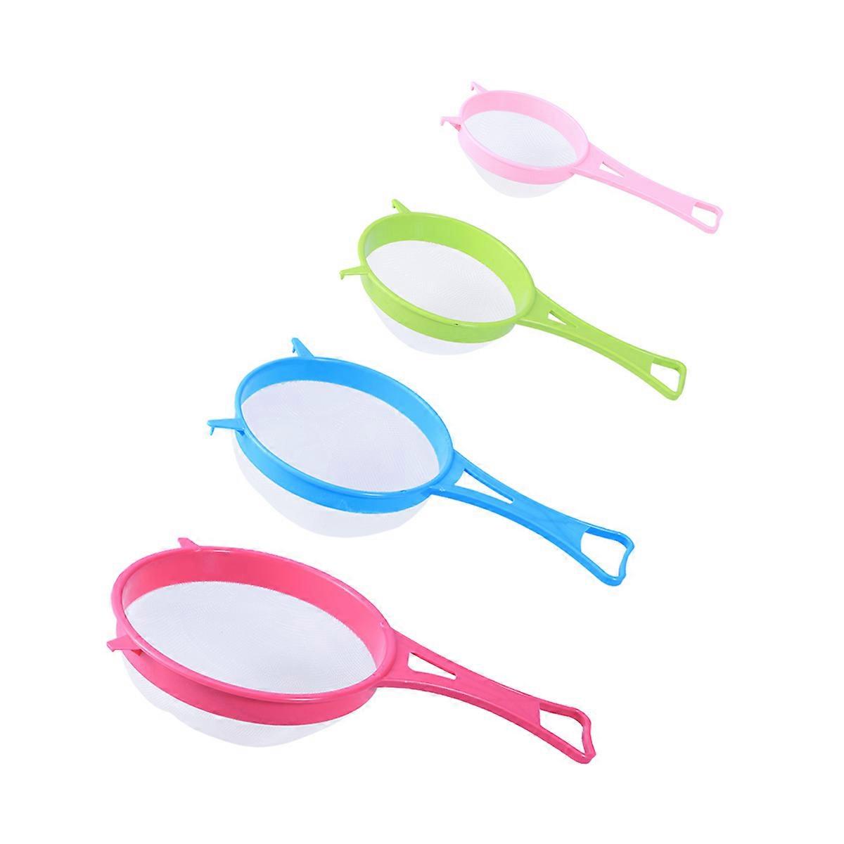 4 Pcs Plastic Fine Mesh Food Sieve Strainer Colander Flour Sifter Icing Sugar Sifter Tea Filter