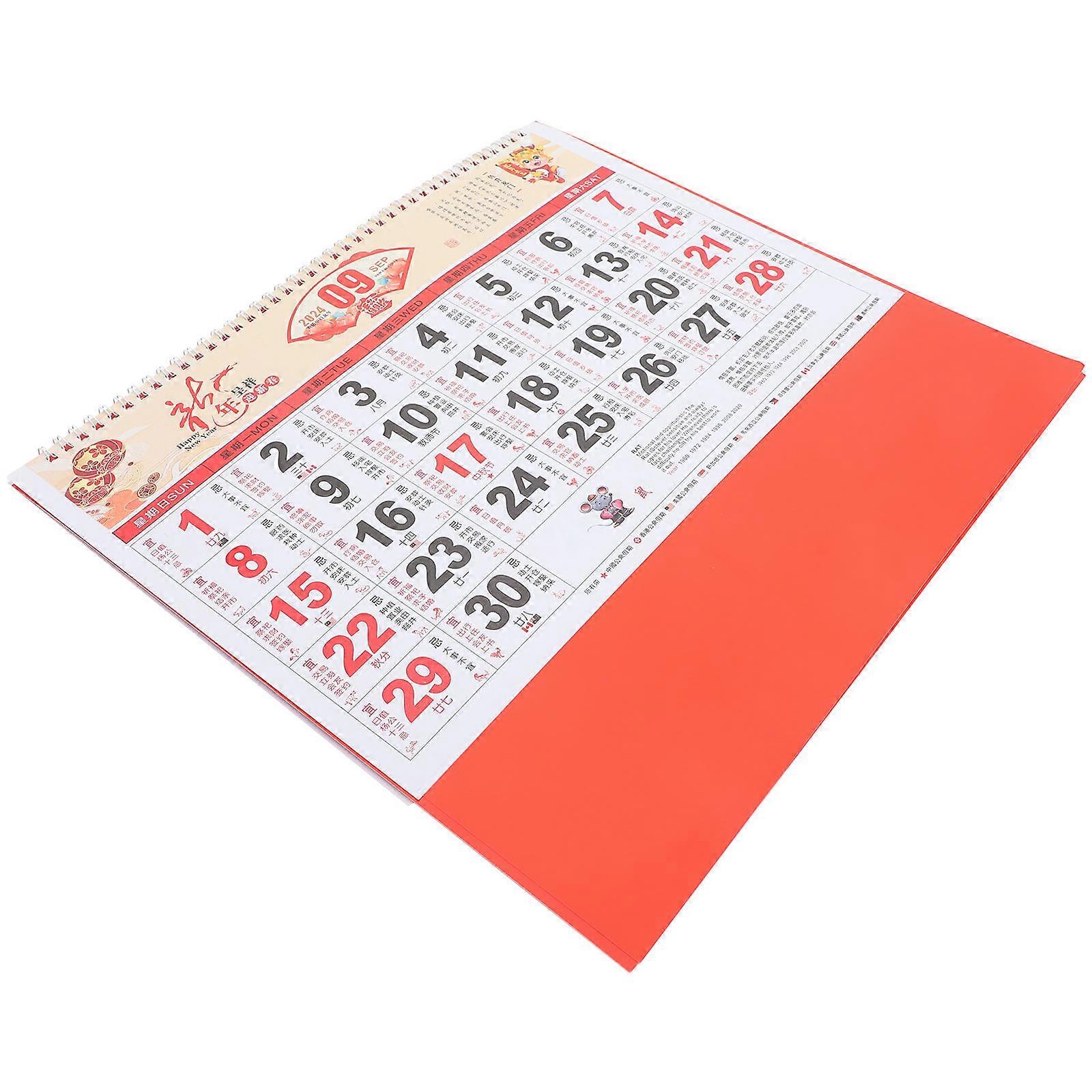 Clear Printed Traditional Wall calendar with Bright Colors and Lunar Dates for Home Use Multi Paper