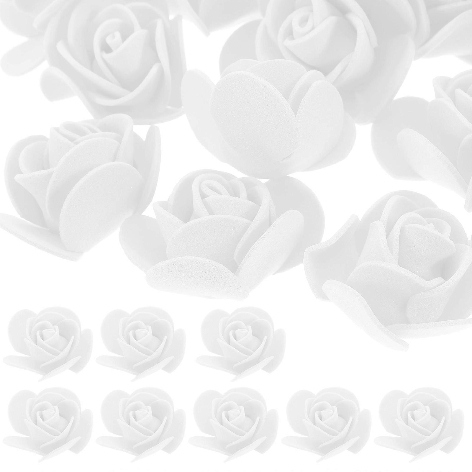 White Artificial Rose Heads for Decoration Made of Foams Light and 50pcs Mini Size