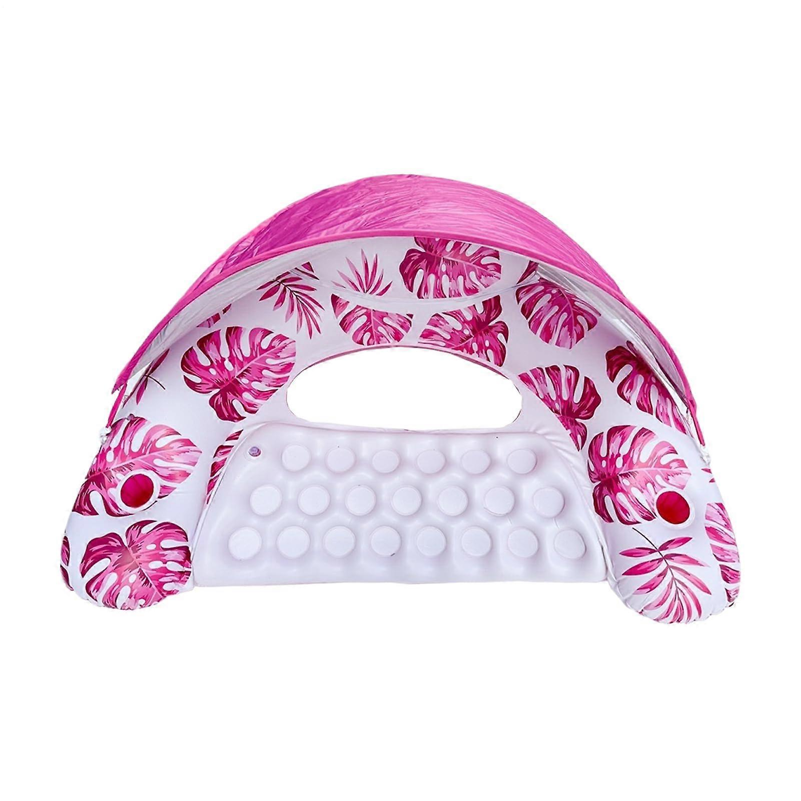 Pool Floats For Adults Inflatable Lounge Hammock With Cup Holder And Sun Shade For Pool And Lake Pink