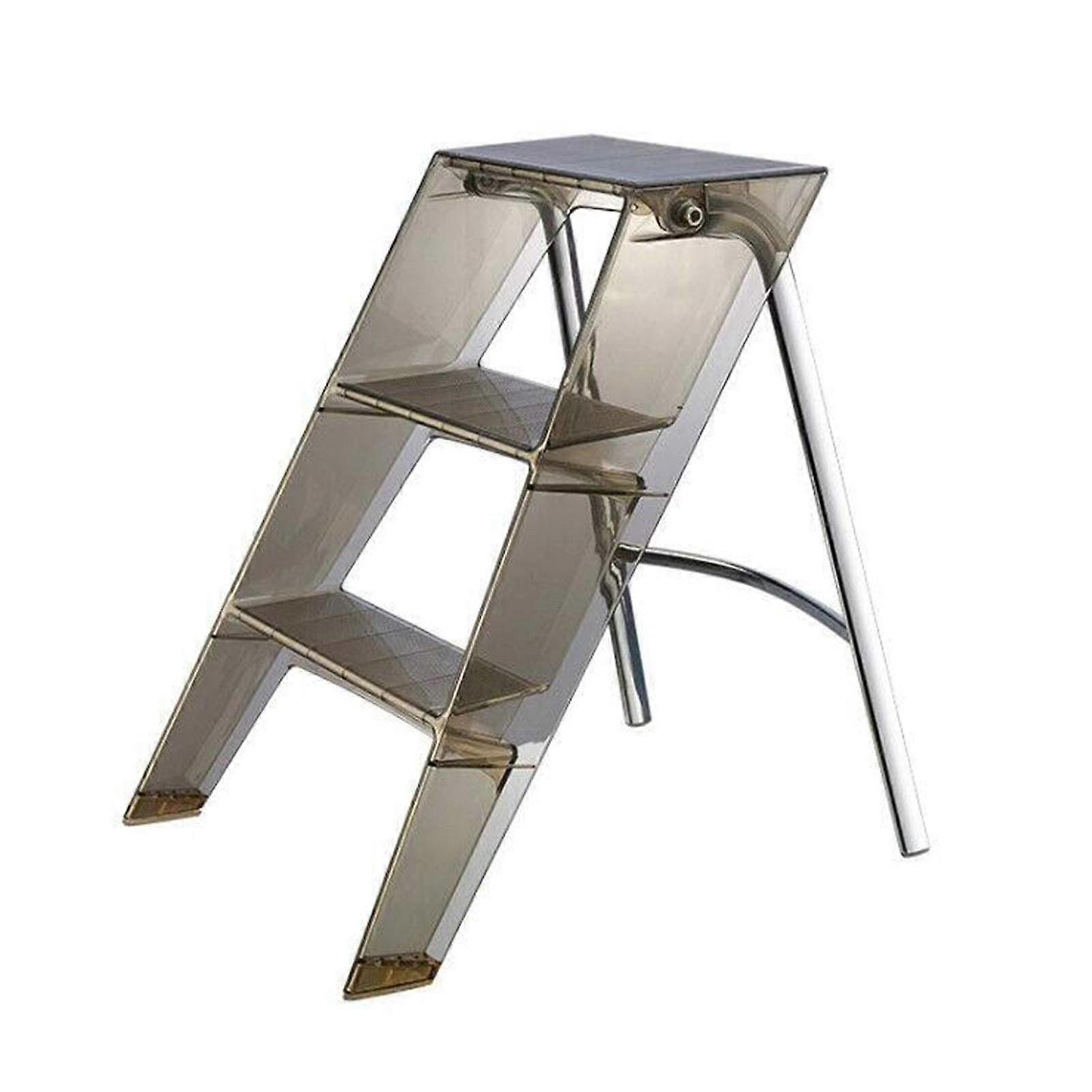 Folding step stool, acrylic with aluminum alloy, 3step, transparent, nonslip, 4 colors
