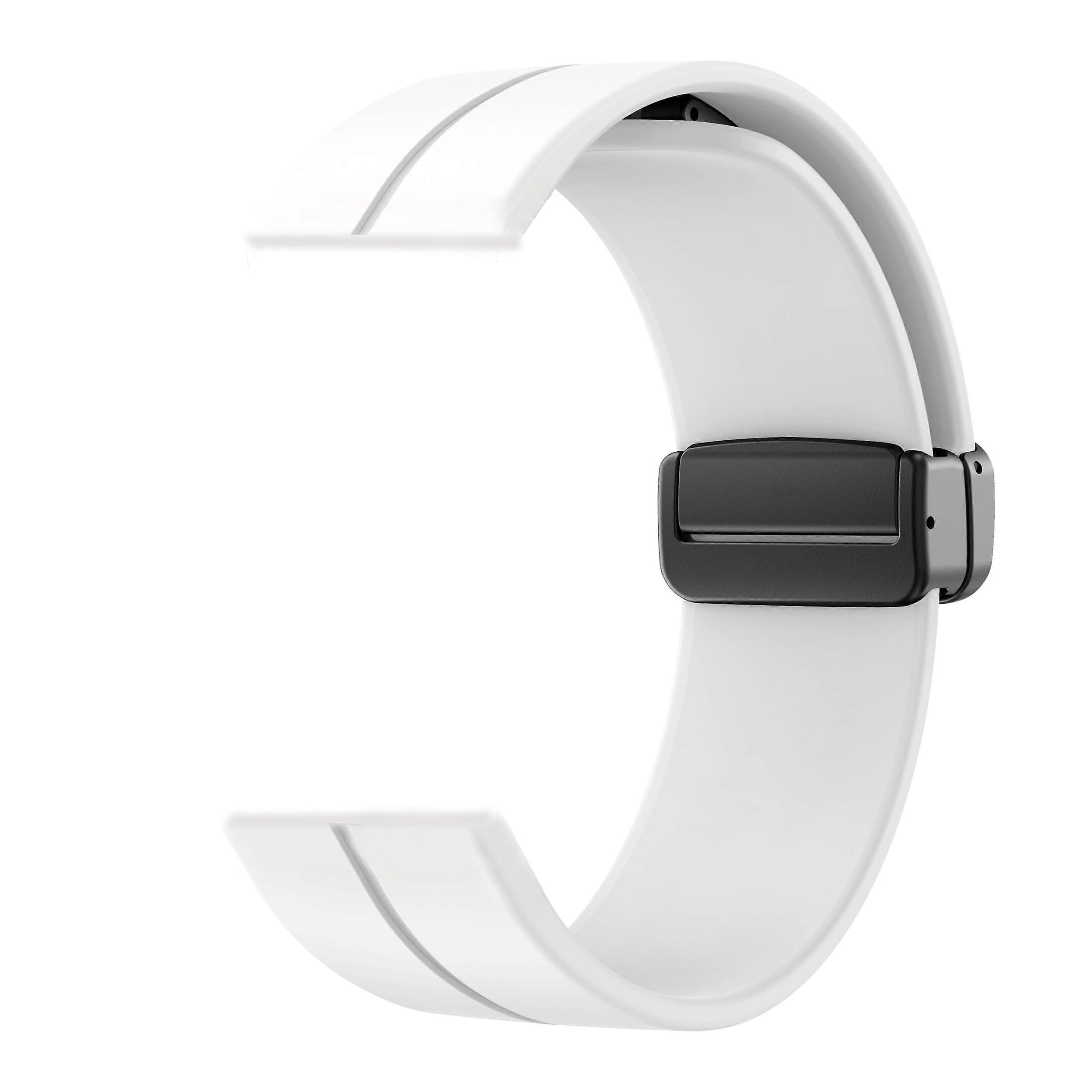 Silicone Watch Strap 14mm 16mm 18mm 20mm 22mm Dual Magnetic Adjustable Quick Release Clasp White For Men Women