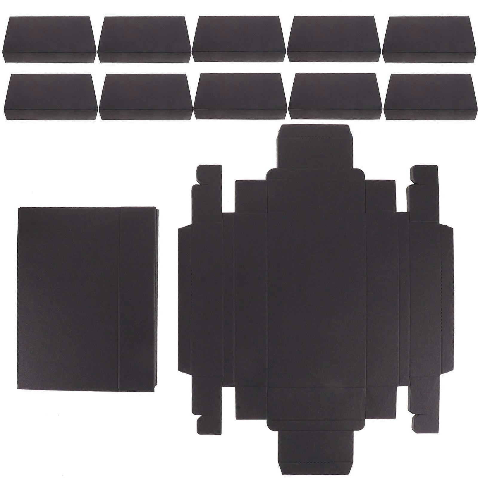 Kraft Paper Storage Box 12Pcs Drawer Style Jewelry Boxes Black Rectangular for Tea Leaf Packing