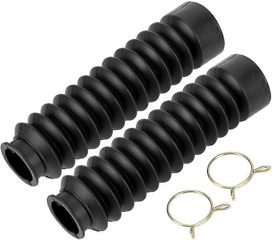 Motorcycle Fork Dust Covers - Rubber Shock Protectors (Black, 2pcs)