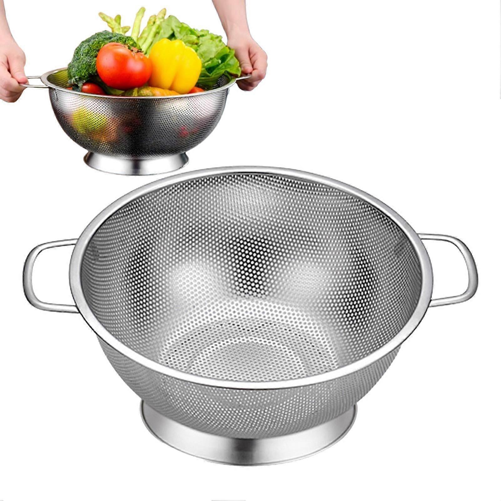Stainless Steel Sieve With Handle, Mesh Sieve Basket, Fine Sieve, Wide Rim Vegetable Wash Basket (25.5 Kg Capacity)