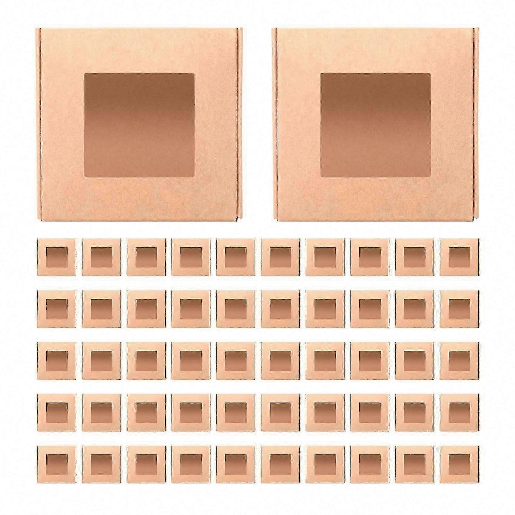 50 صندوق ورق كرافت صغير مع نافذة - تغليف هدايا للصابون محلي الصنع وعلاجات