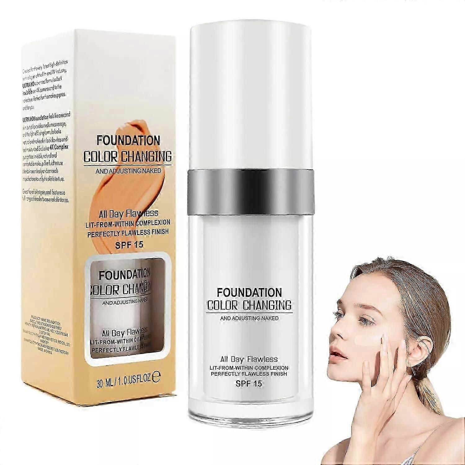1/2/3pcs Color Changing Mature Skin Foundation, Color Changing Foundation