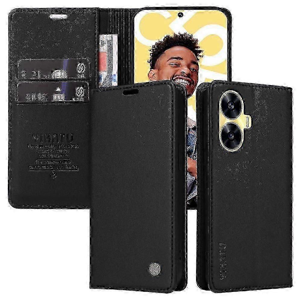 Flip Case For Reamle C55 Faux Leather And Full Matte Tpu Strong Magnetic Attraction With Card Slots And Stand Functionality Hr