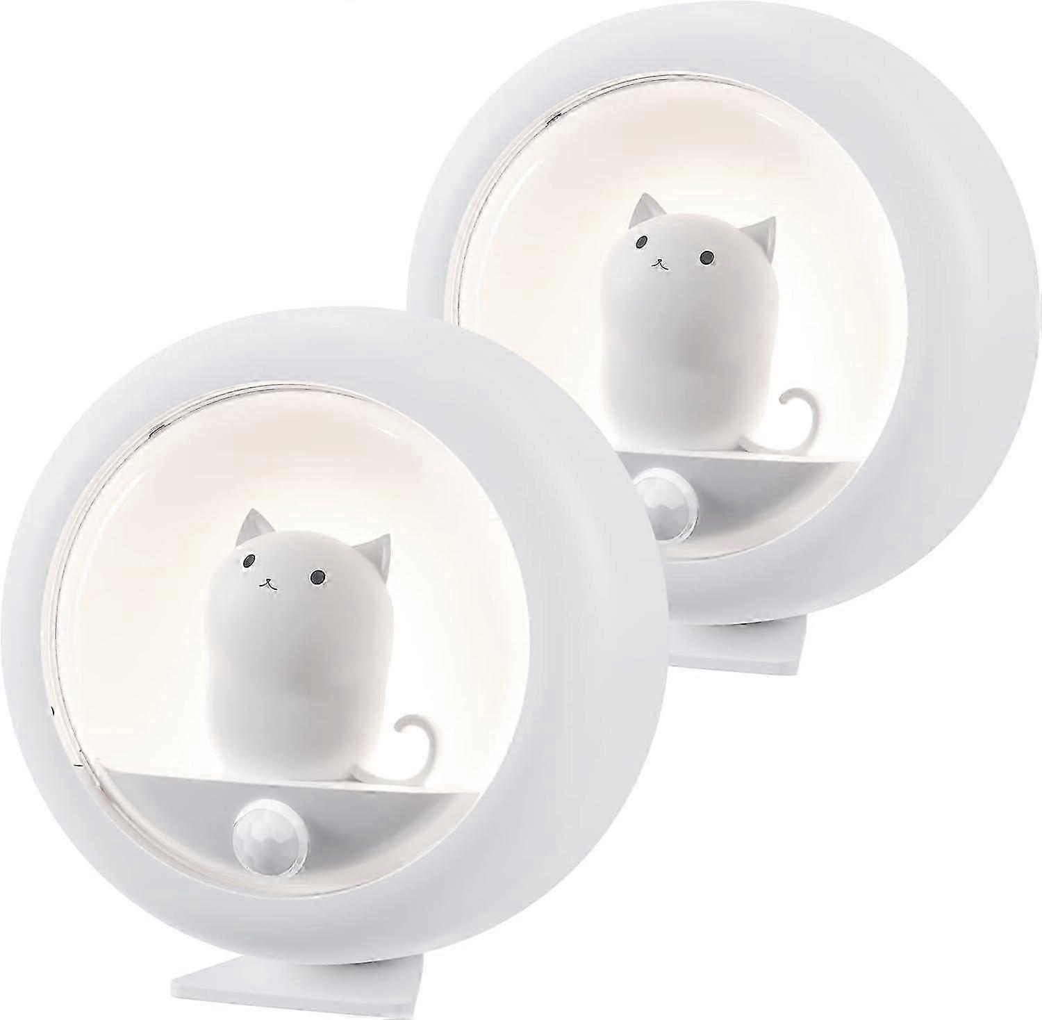 Bewegungssensor-Nachtlicht (2er-Pack), USB-Wiederaufladbare LED-Stick-On-/Stand-LED-Leuchten, warmweiße Leuchten mit Magnet-Patch Klebeschrank, Schrank, Kit