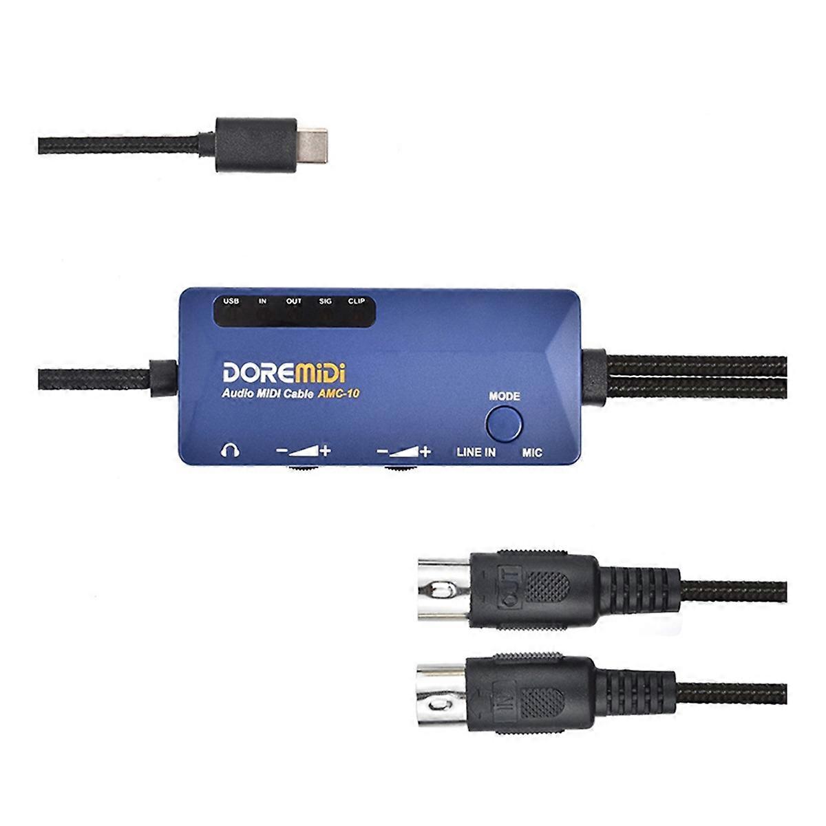 -11 USB-C Audio MIDI Cable Converter Dual Function Sound Card and MIDI Interface Plug and Play