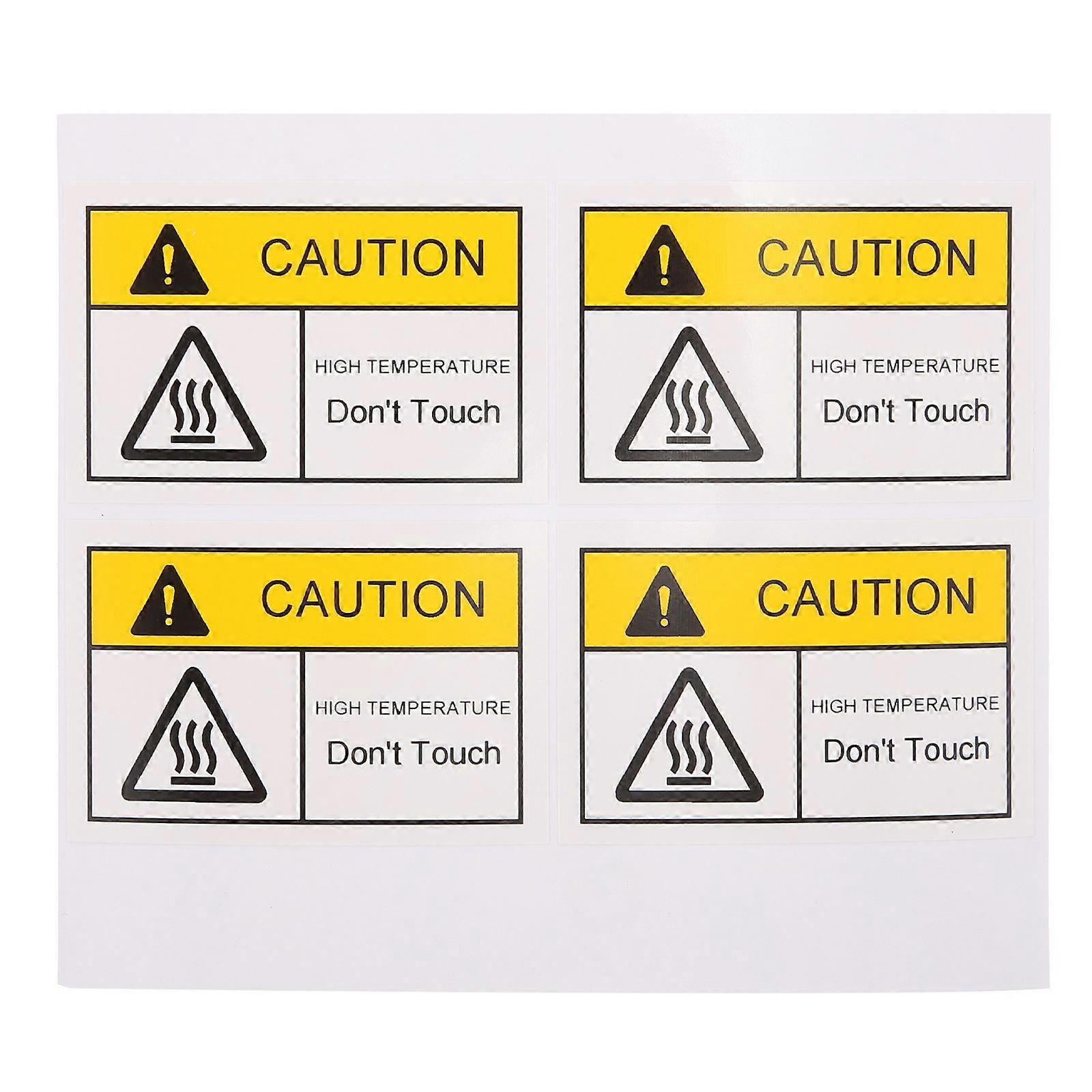 4pcs Caution Sticker Hot Surface Warning Label High Temperature Warning Sticker