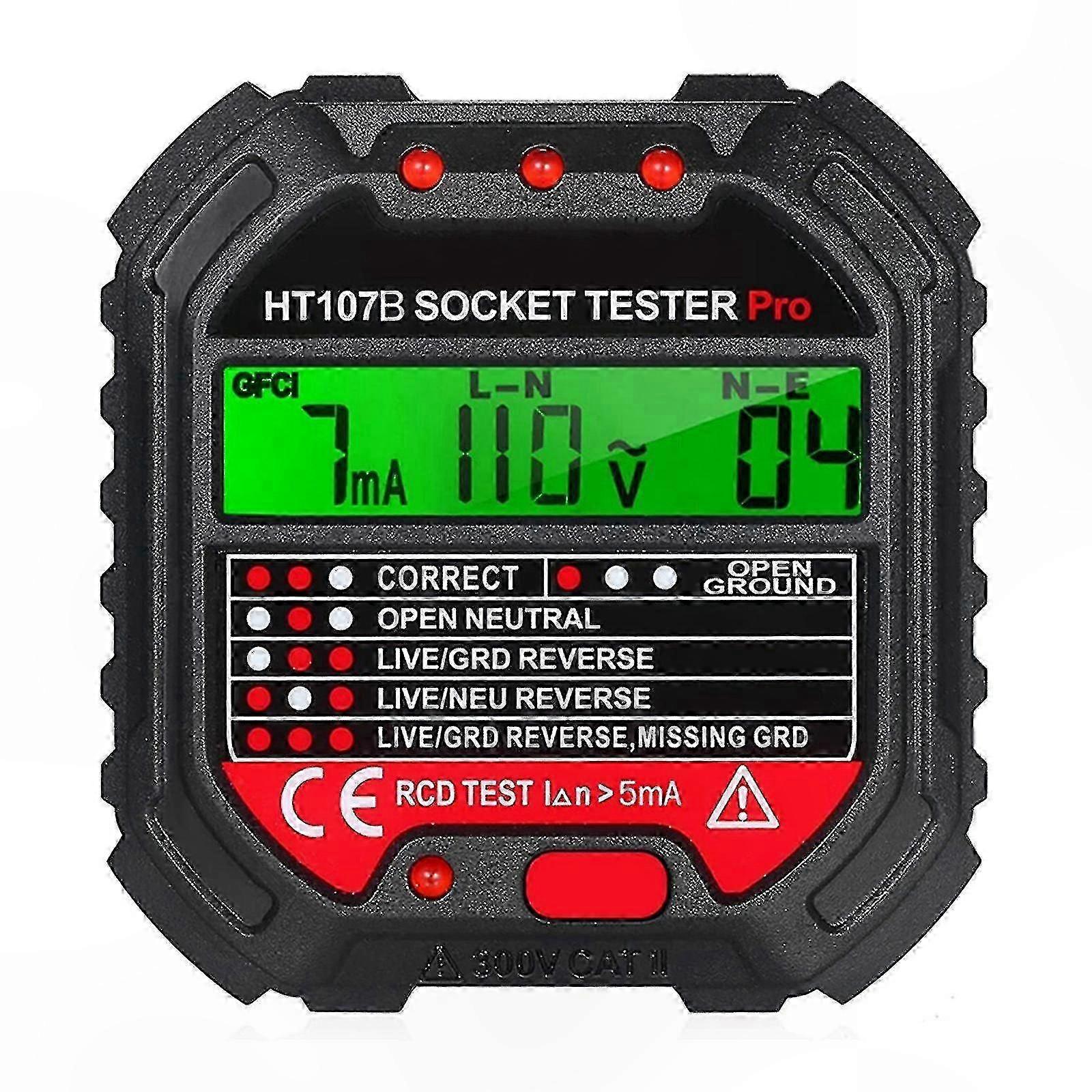 Digital Socket Tester with Voltage Detection and Polarity Check for Electrical Outlets