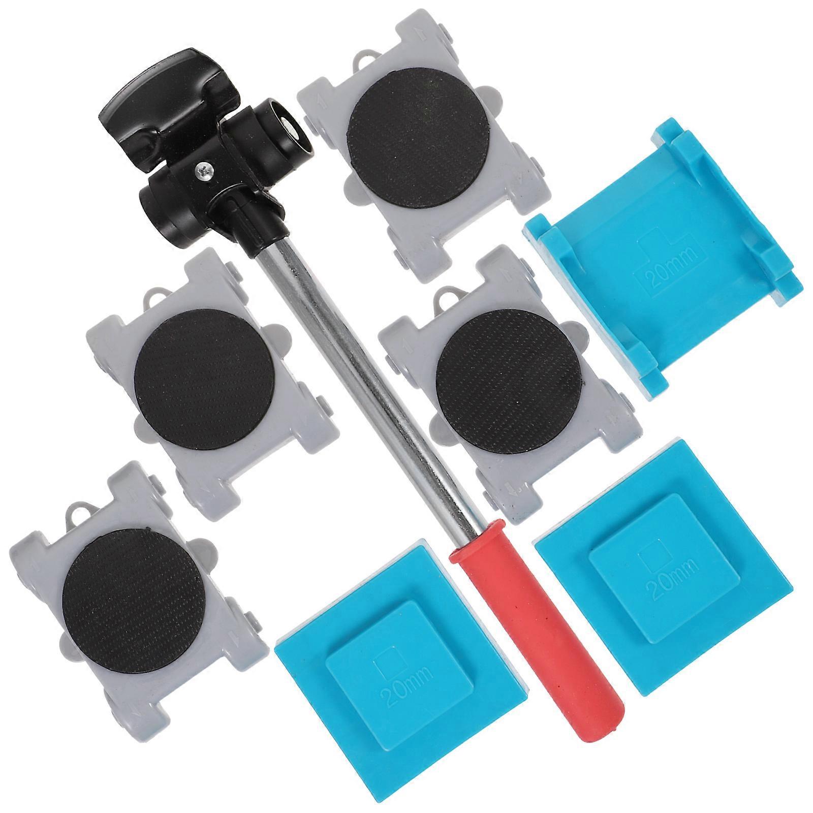 Heavy Duty Furniture Mover Tool Set with Ergonomic Handle & Heightening Blocks for Easy Appliance and Heavy Item Relocation