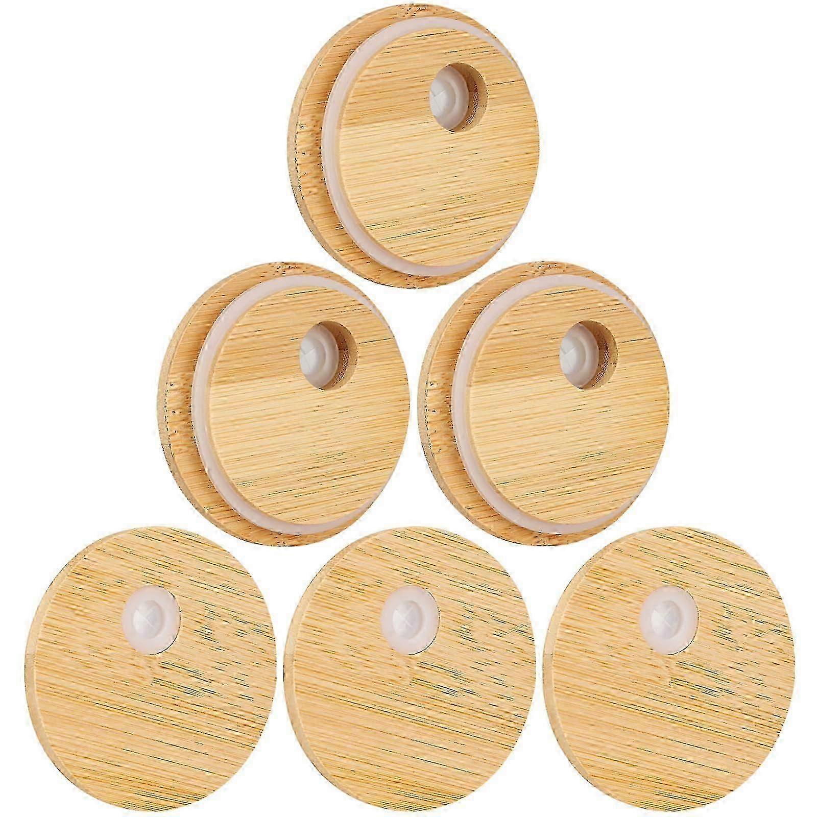 6 PCS Bamboo Lids Replacement 58mm Diameter