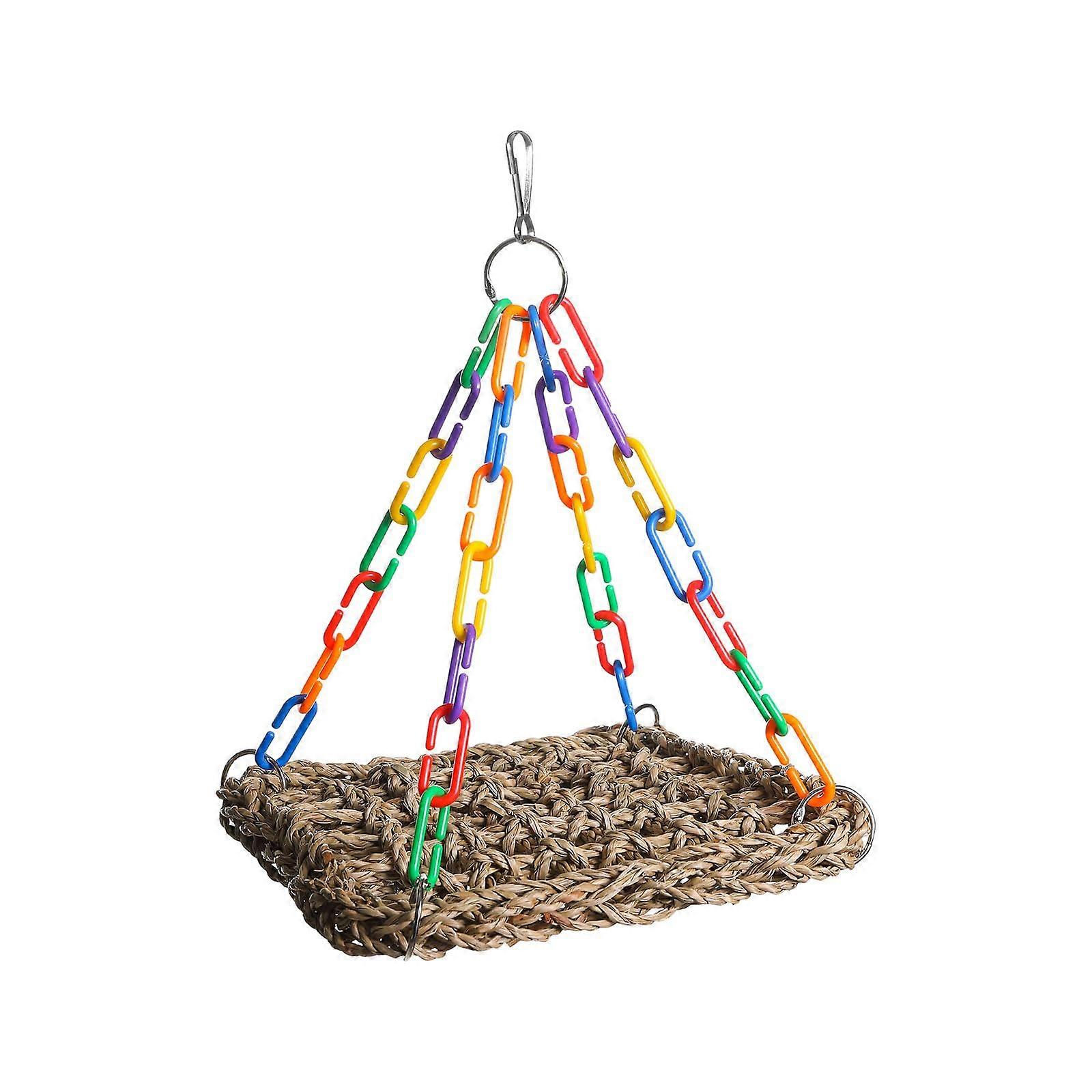 Bird Cage Hammock, Breathable Grass Material, Woven Climbing Activity For Small Birds And Parrots, Fits Small Bird Cages