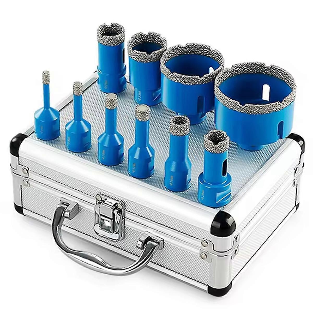 10Pcs Brazed Dry Drill Bits Kit M14 Thread Diamond Drill Bit Hole Saw Set Ceramic Tile Marble Stone