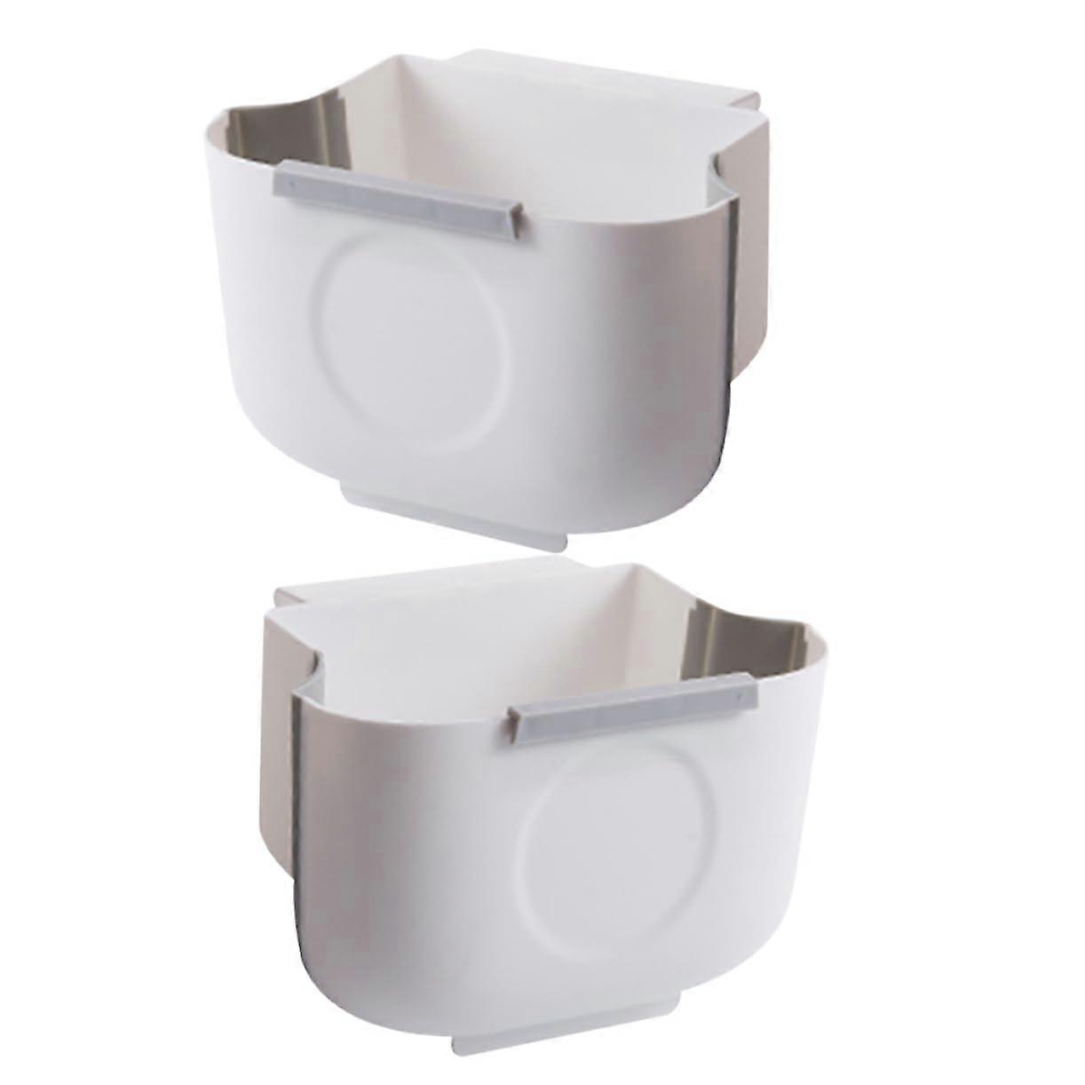 Kitchen Hanging Trash Can 2pcs Folding Wall Mounted Waste Basket Easy Clean No Lid Design Space-Saving Bins