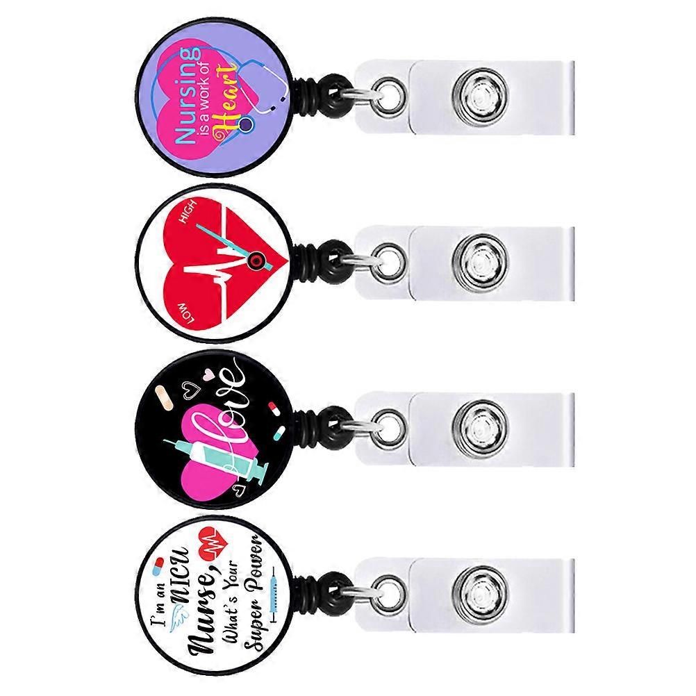Retractable Badge Reel Holder 4Pcs Doctor Badge Holder Ideal For Nurses ABS Material Lightweight Build