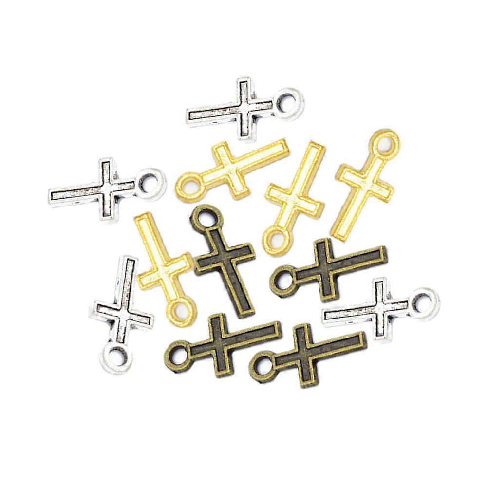 DIY Pendant Set with Retro Alloy Cross Charms Perfect for Keychains Necklaces and DIY Crafts Assorted Color 300PCS