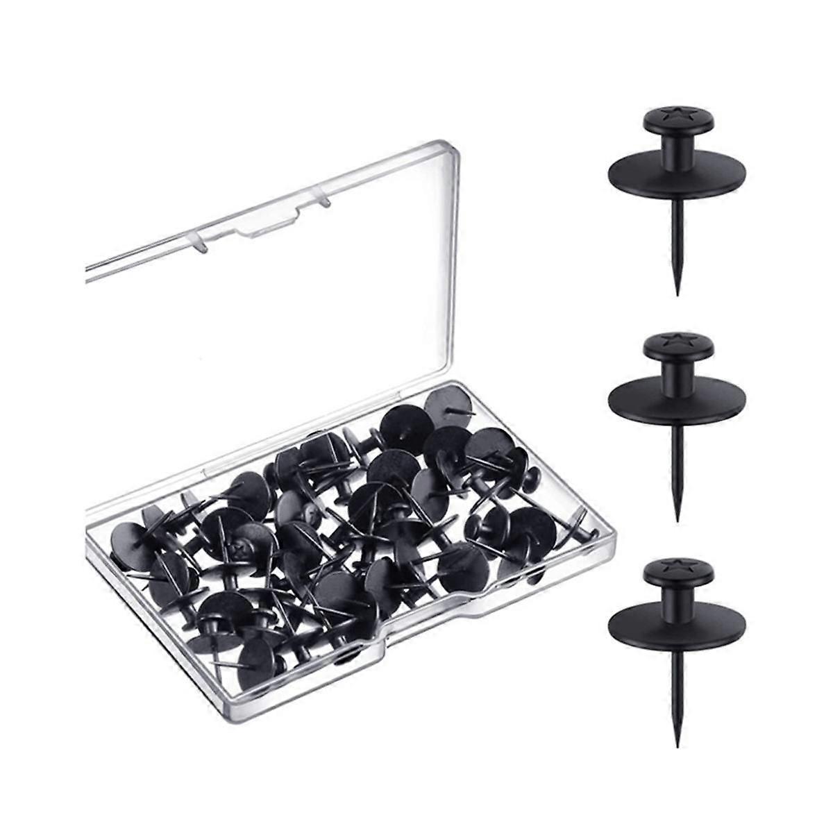 50 Pcs Double Headed Picture Hangers Nails Black Thumb Tacks Small Head Hanging Nails Push Pins Dec