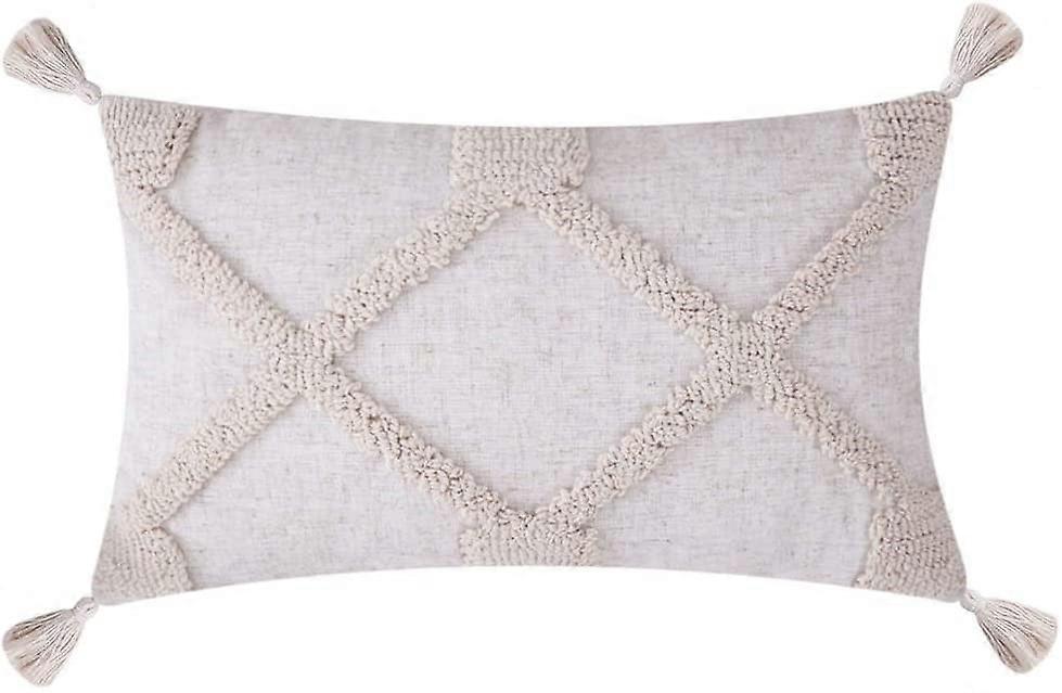 Tribal Boho Woven With Tassels Pillow Square Soft Couch Pillows Set Of 2 (inserts + Pillow Covers, Beige)