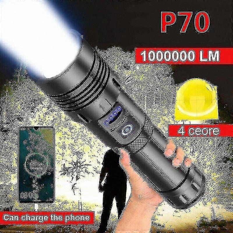 Ultra-Bright Rechargeable LED Tactical Work Flashlight, 1000000 Lumens