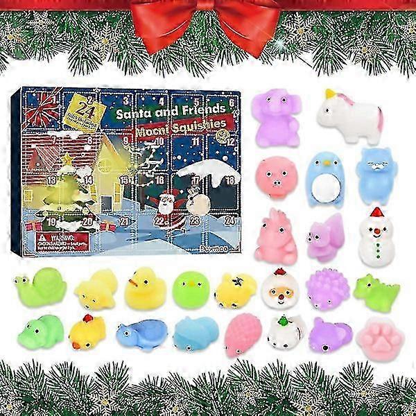 Advent Calendar 2022 Christmas Countdown Toy 24pcs Different Cute Mochi Animals Squishy Toys