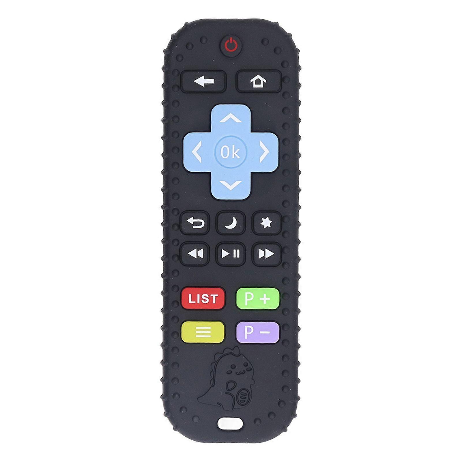 Baby Cartoon Remote Teether Toy Remote Control Shape Number Silicone Chew Sensory Toys for Todder Infant Black