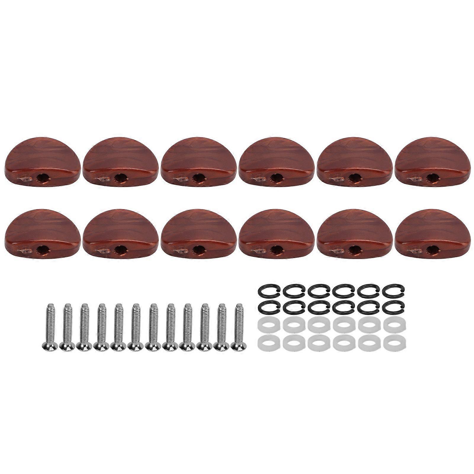 12Set Tuner Machine Head Buttons Plastic Metal Guitar Tuning Pegs Button for Electric GuitarsCoffee