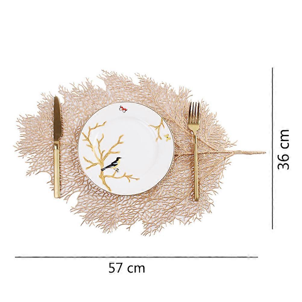 Placemats Artificial Coral Twig Table Mat Heat Protection 6Pcs Golden
