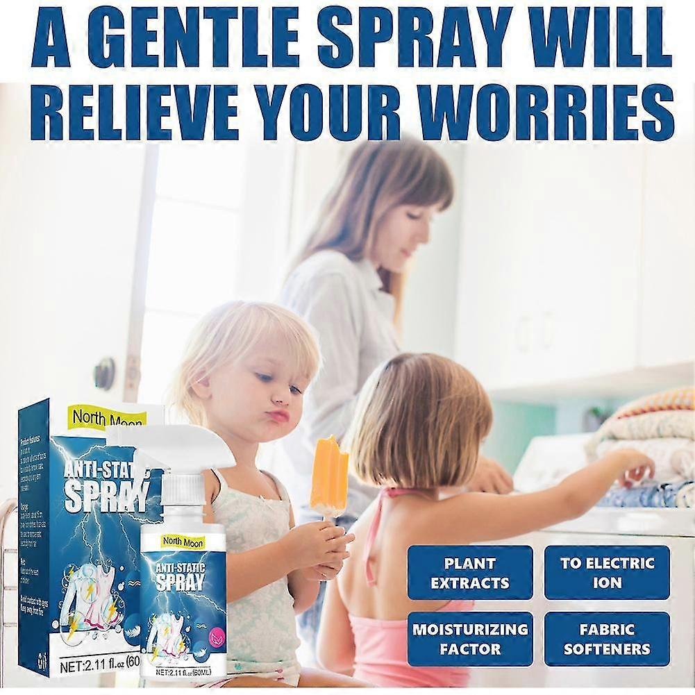 NEW Anti-static Spray Non-hazardous Anti-static Spray Safety Static Remover For Clothes Hair 60ml