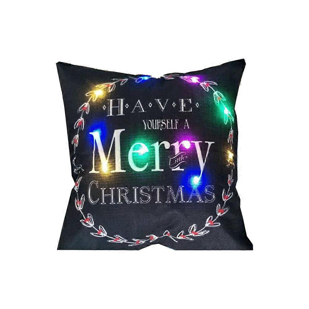 Christmas Pillowcase Linen Throw Covers Lighted Cushion Case