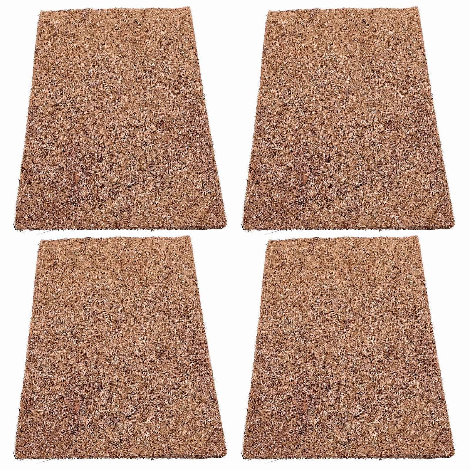 Reptile Substrate Liner 4Pcs Natural Coconuts Fiber Carpet Ideal For Bearded Dragon Tank Accessories Protection Feature 50X30X0.8CM