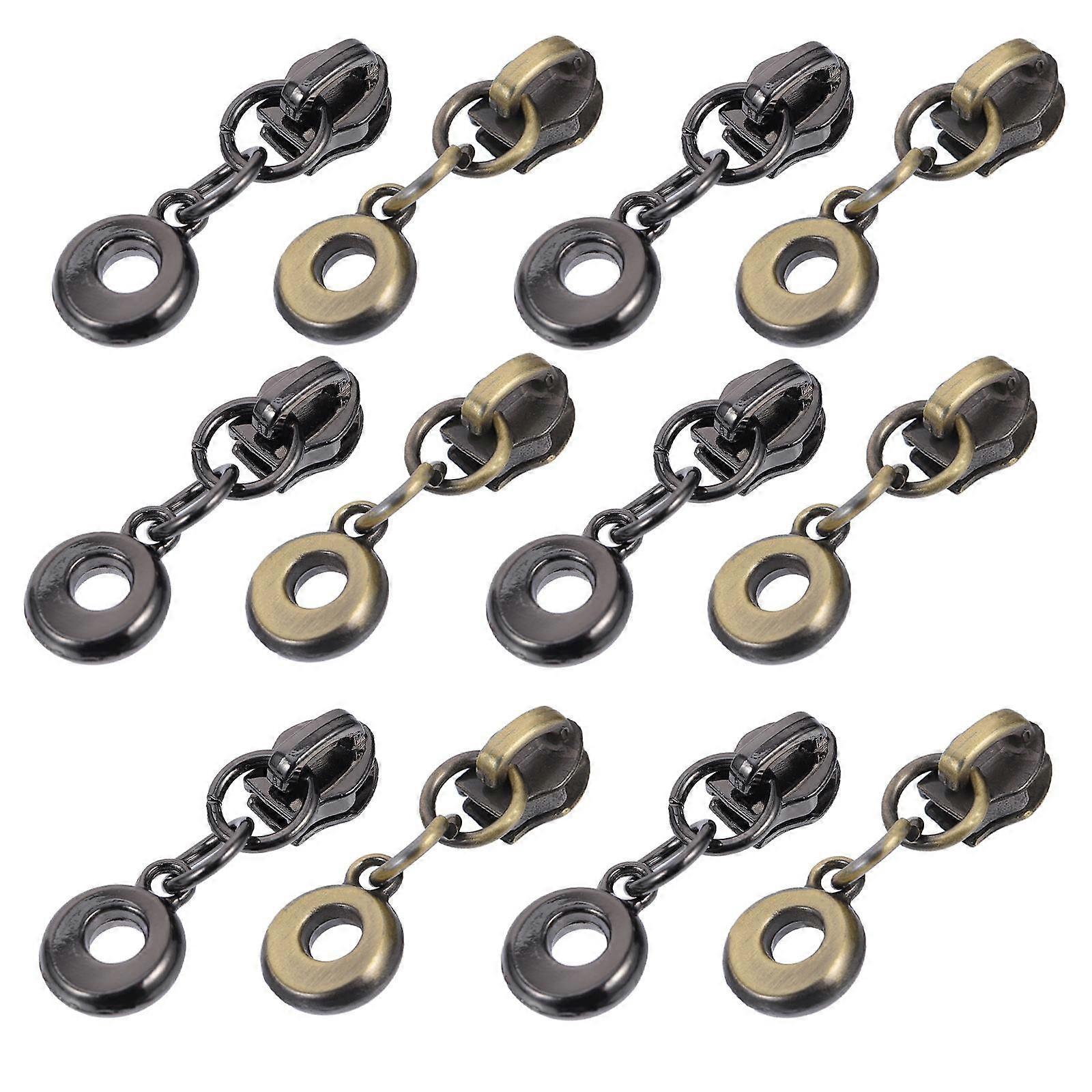 Metal Zipper Pull Tags Replacement for Sportswear Black Practical Use 50Set