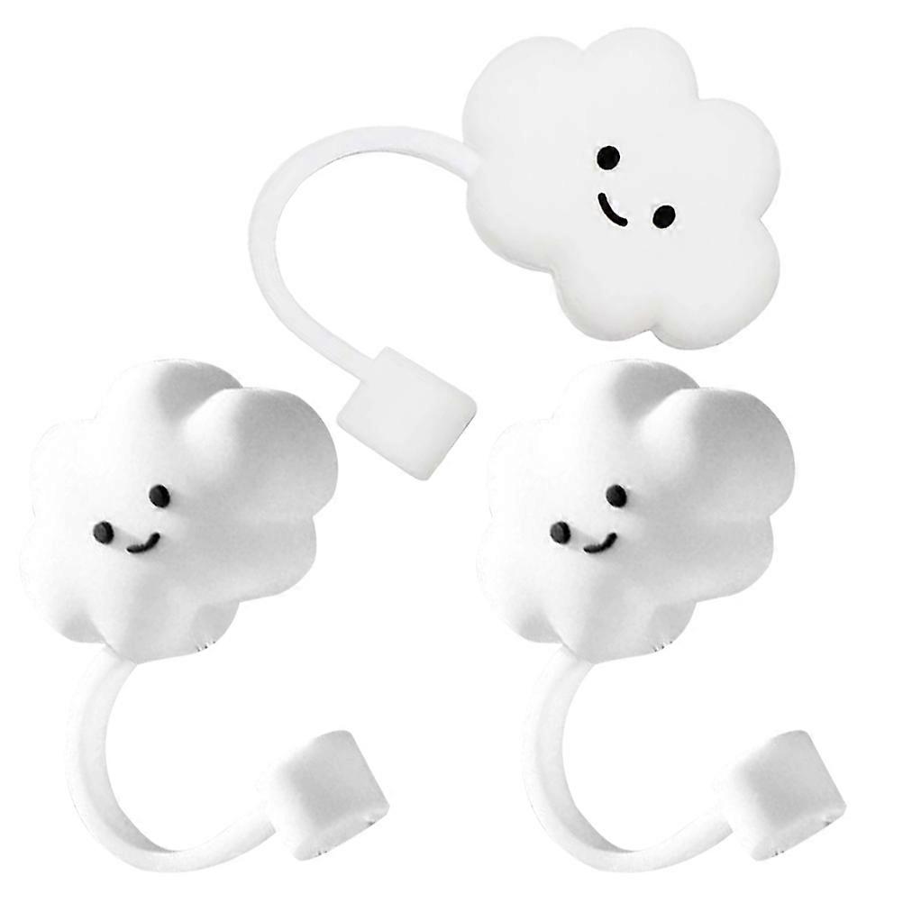 White Silicone Straw Covers for Protective 3Pcs Straw Tips Plug Set