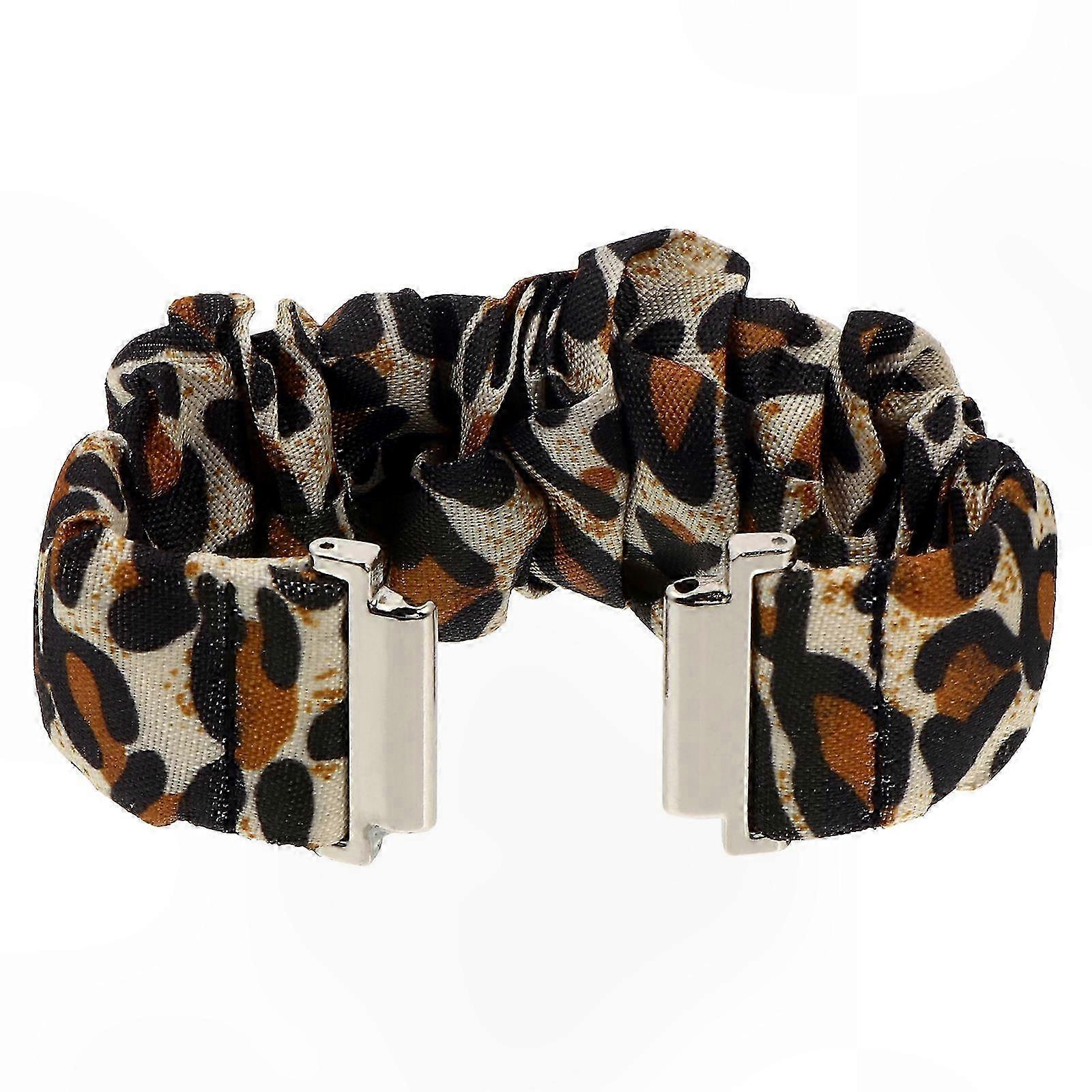 Leopard Print Stretch Scrunchie Watch Band for Galaxy Watch Active Unisex Buckle-Free Replacement Strap