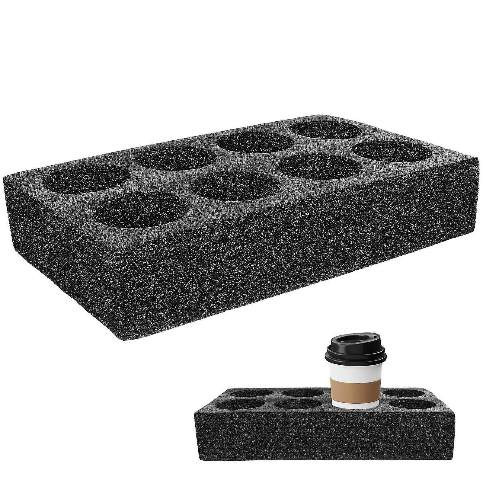 Convenient Cup Holder Black Beverage Fixing Tray with 5Pcs Pearl Cotton