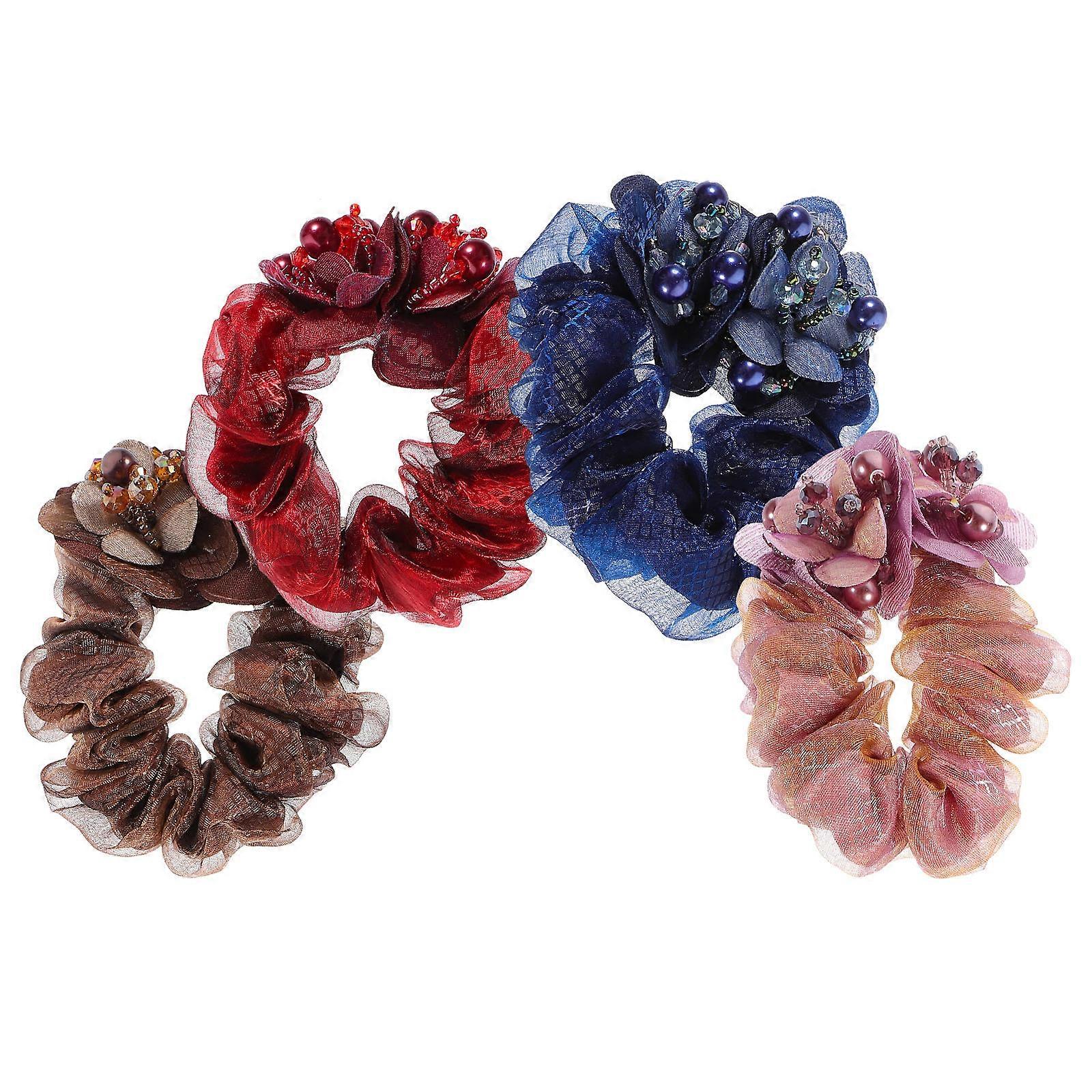 Elastic Ponytail Holder Hair Scrunchies for Women 12Pcs Assorted Color Fabric